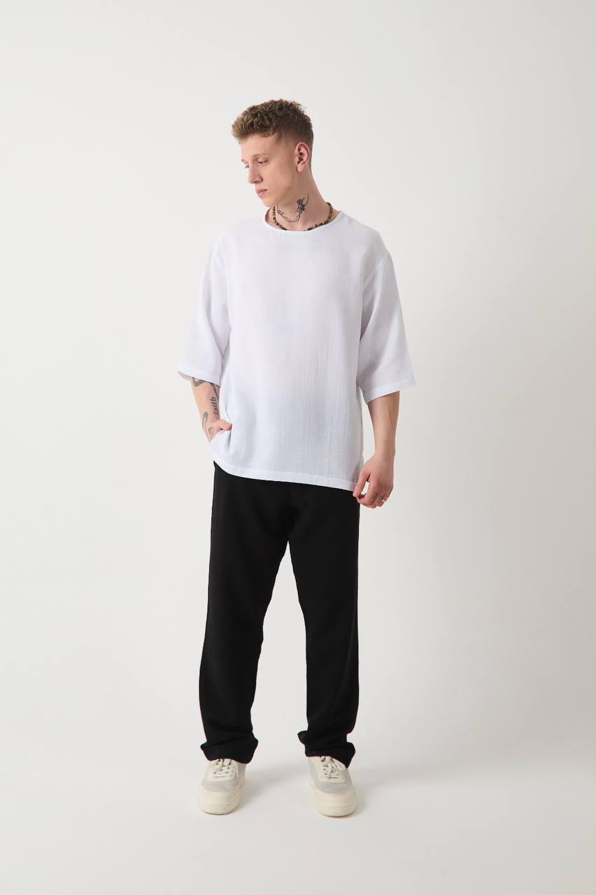 FAKIR KOL MÜSLİN KETEN TSHIRT