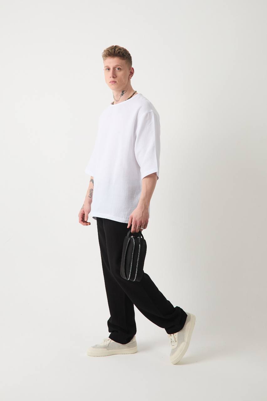 FAKIR KOL MÜSLİN KETEN TSHIRT