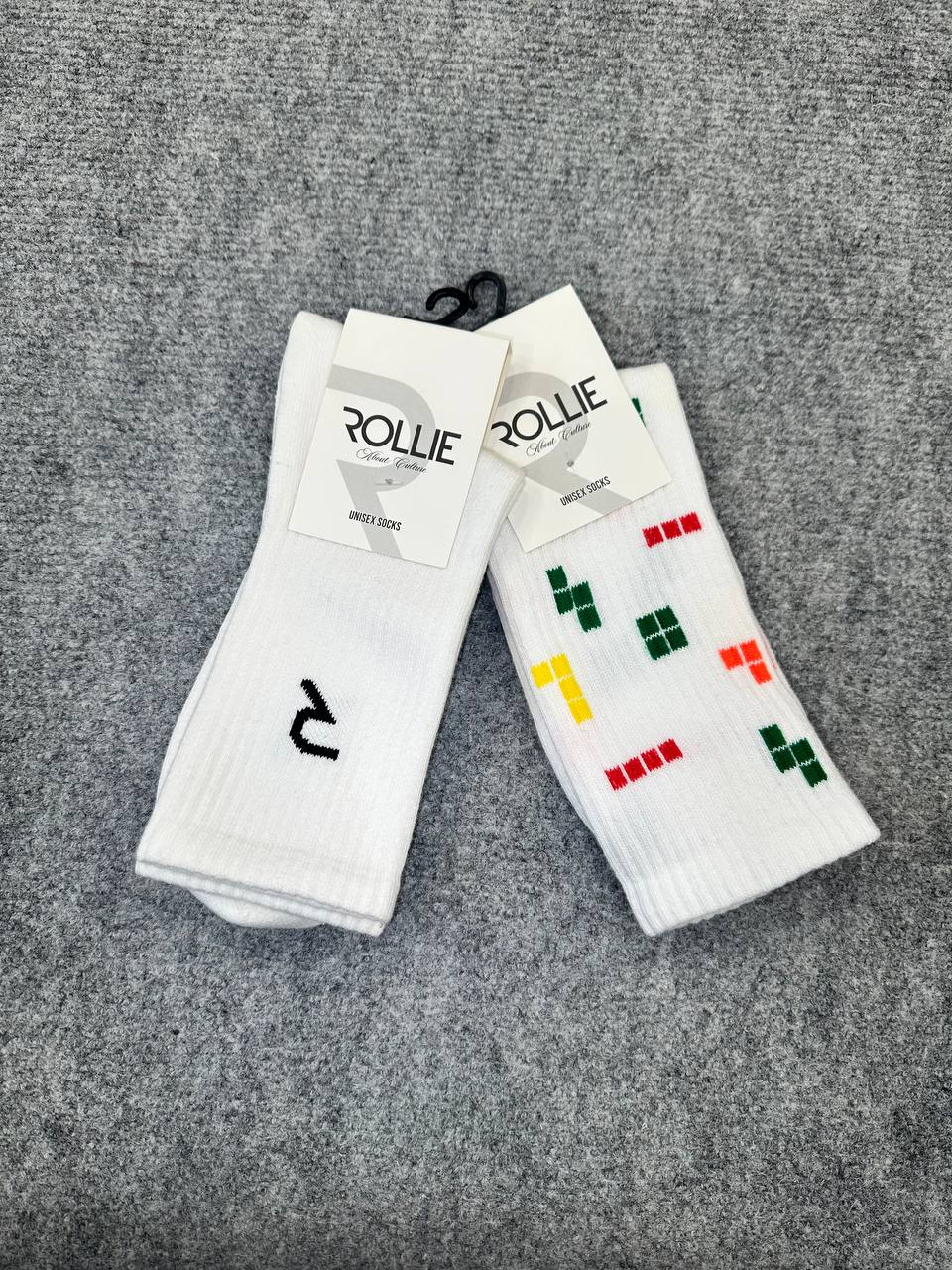 Rollie Blocks ve R Logo - 2'Li Unisex Çorap