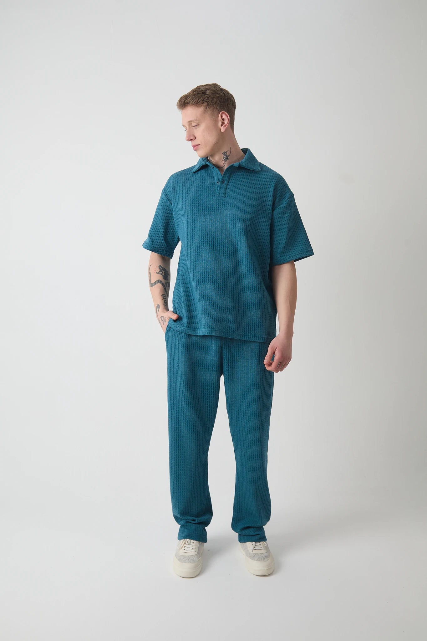 WAFFLE DESEN POLO T-SHIRT