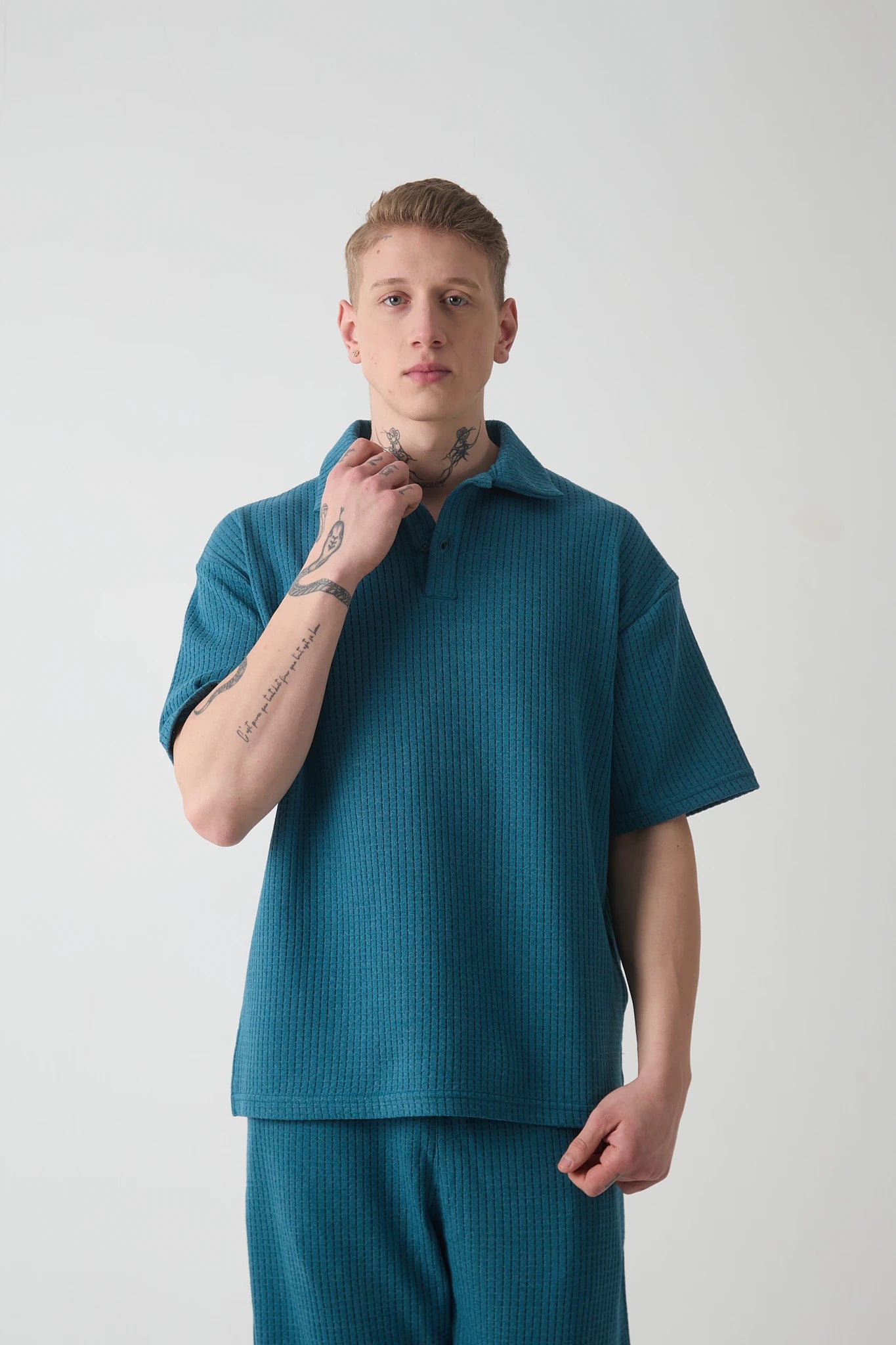 WAFFLE DESEN POLO T-SHIRT